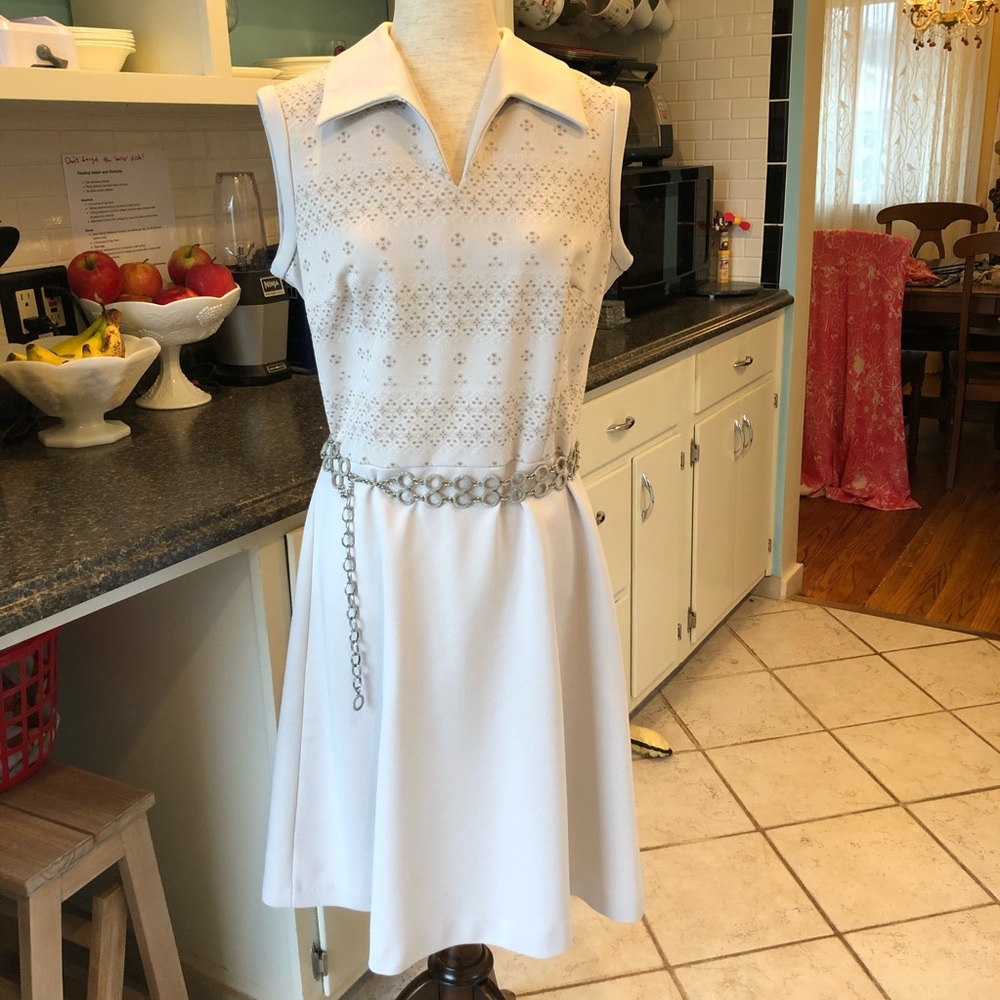 Vintage 70s Taupe Secretary Dress - Picture 2 of 5